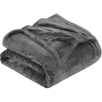 Utopia Bedding Fleece Blanket Queen Size Grey 300GSM Luxury Anti-Static Fuzzy Soft Microfiber Bed Blanket (90x90 Inch)