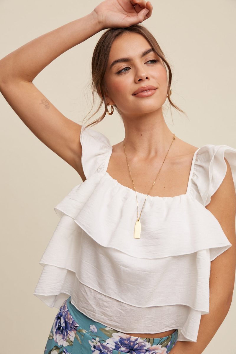 All Over Ruffle Square Neck Blouse Top - Image 4