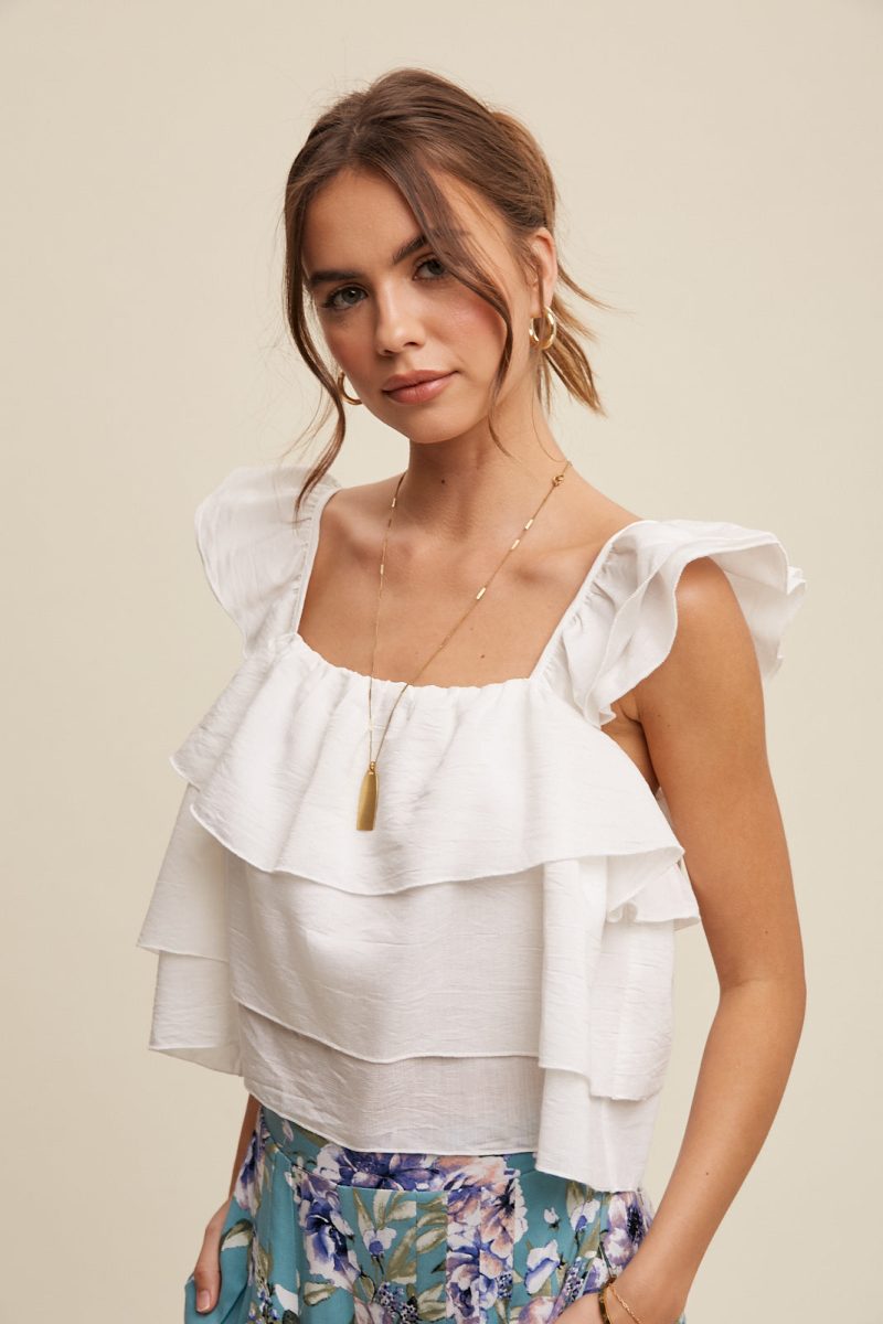 All Over Ruffle Square Neck Blouse Top - Image 5